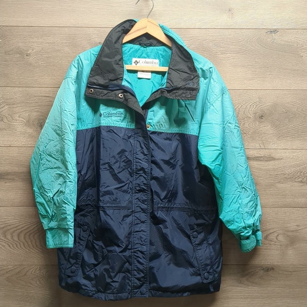 Columbia Teal and Navy Full Zip Winter Jacket Women's Size Large